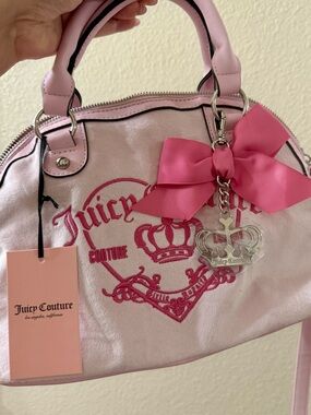 Juicy Couture Light Pink Satchel with Dark Pink Bow Charm